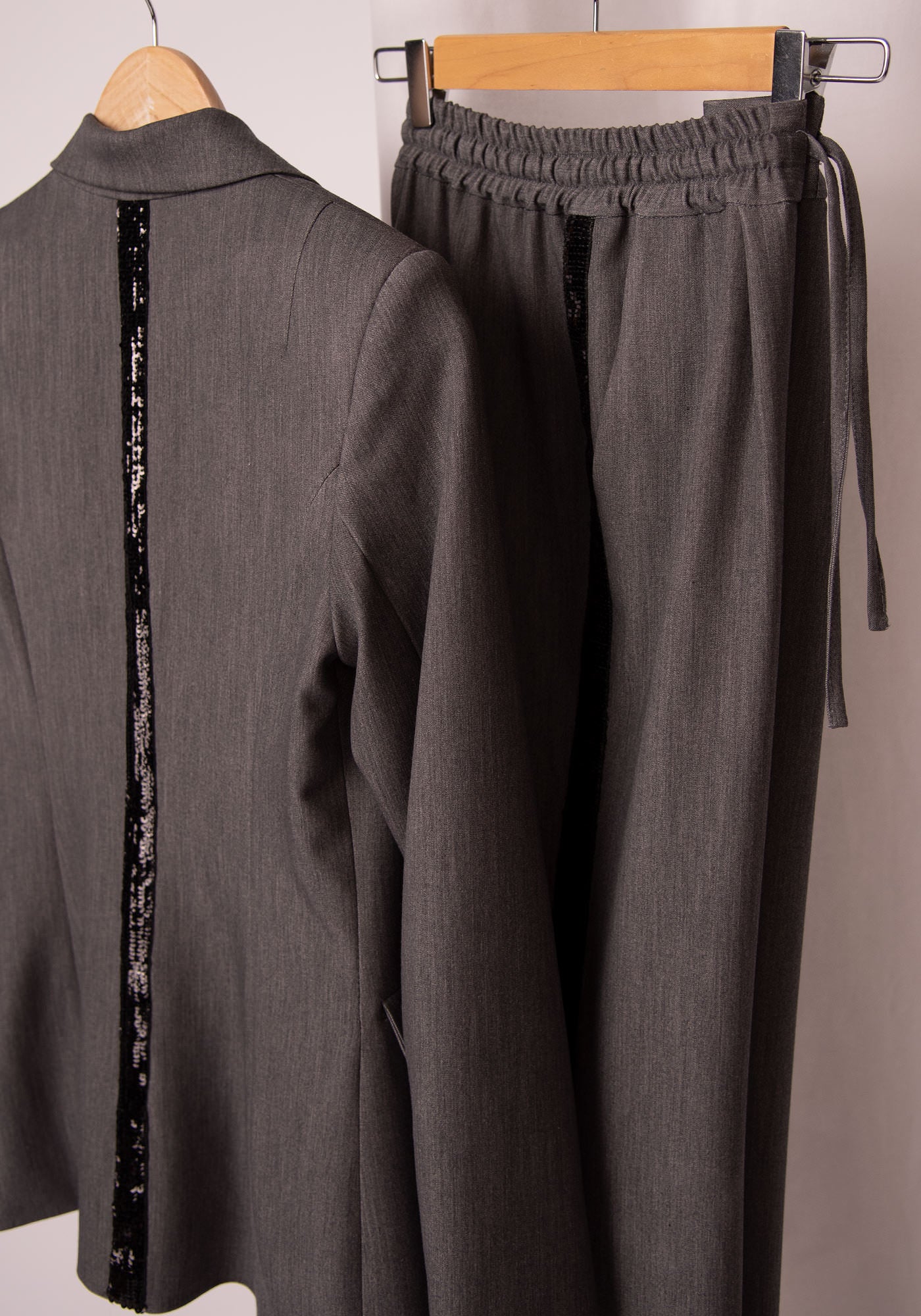 Women's Sequin Panel Blazer in Grey