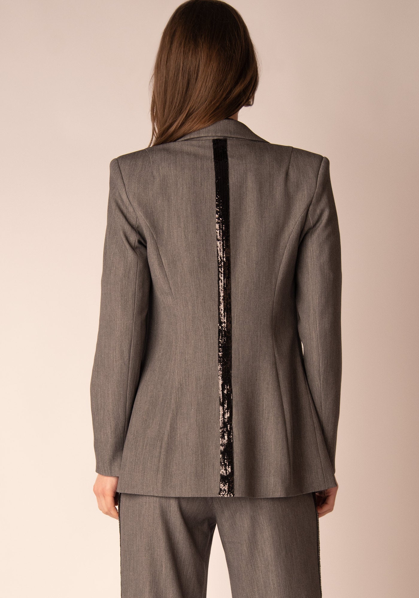 Women's Sequin Panel Blazer in Grey