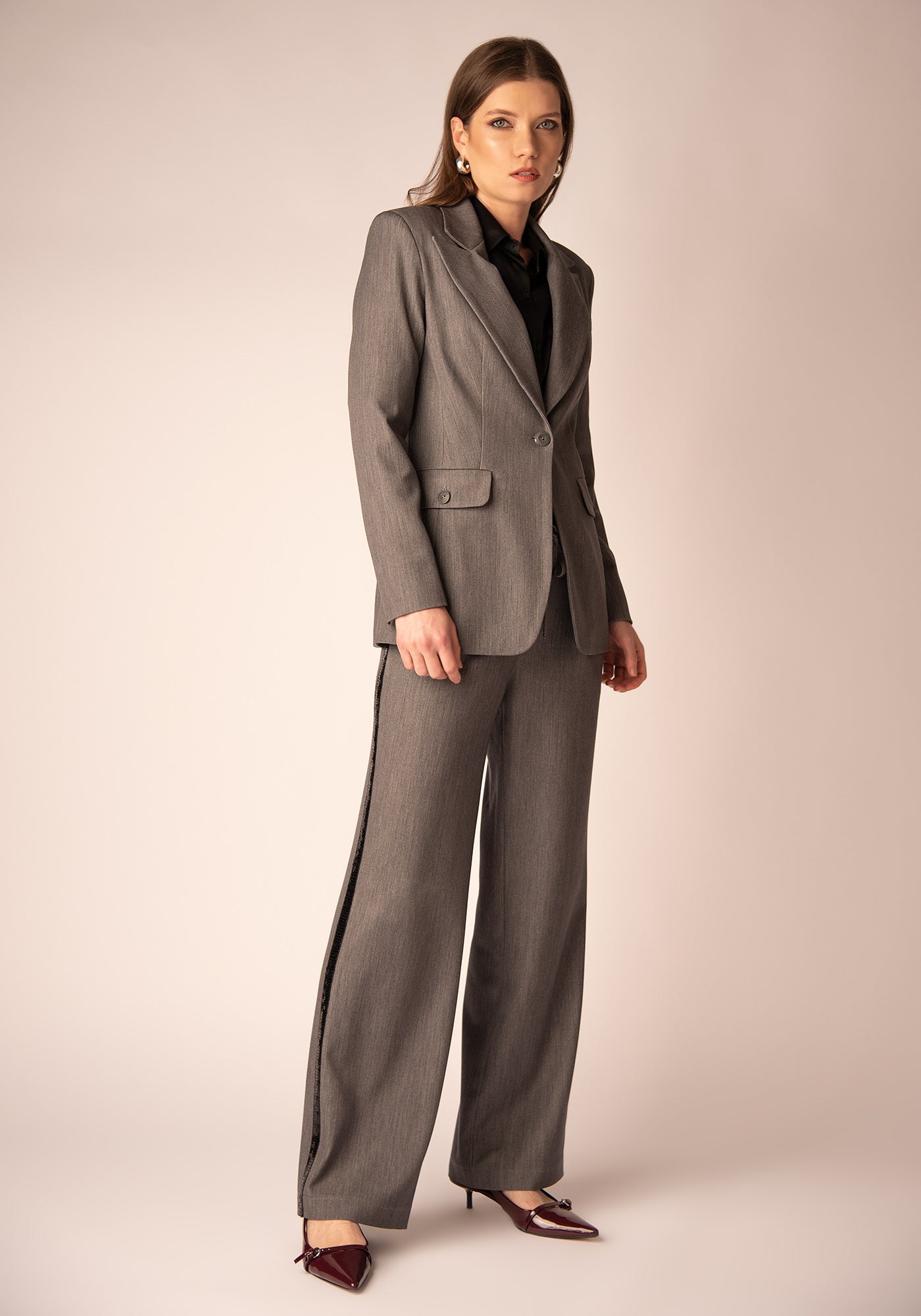 Women's Sequin Panel Blazer in Grey