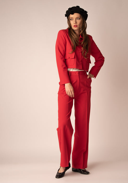 Дамски Панталон с Прав Силует в Червено