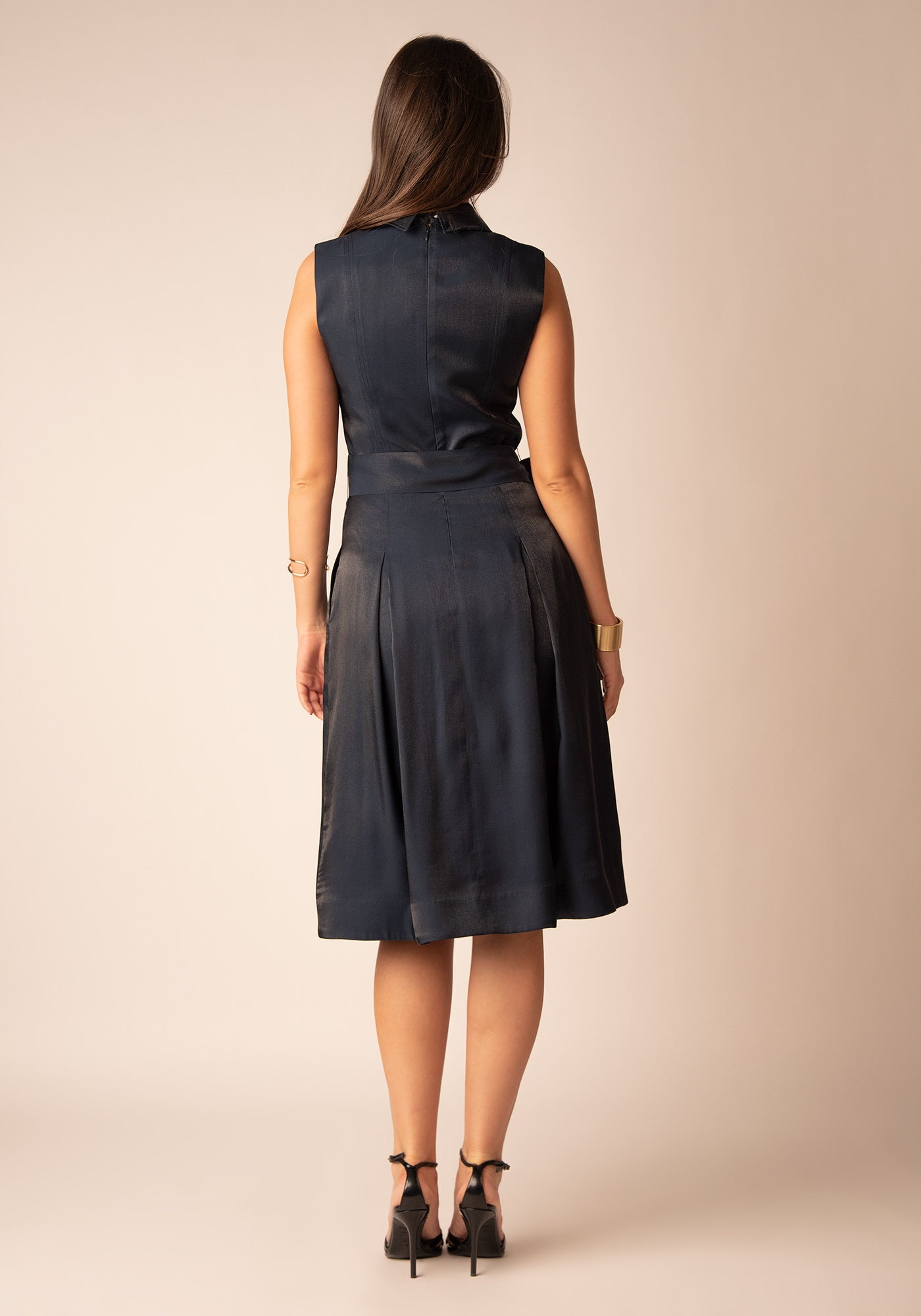 Fit-and-Flare Midi Dress in Navy