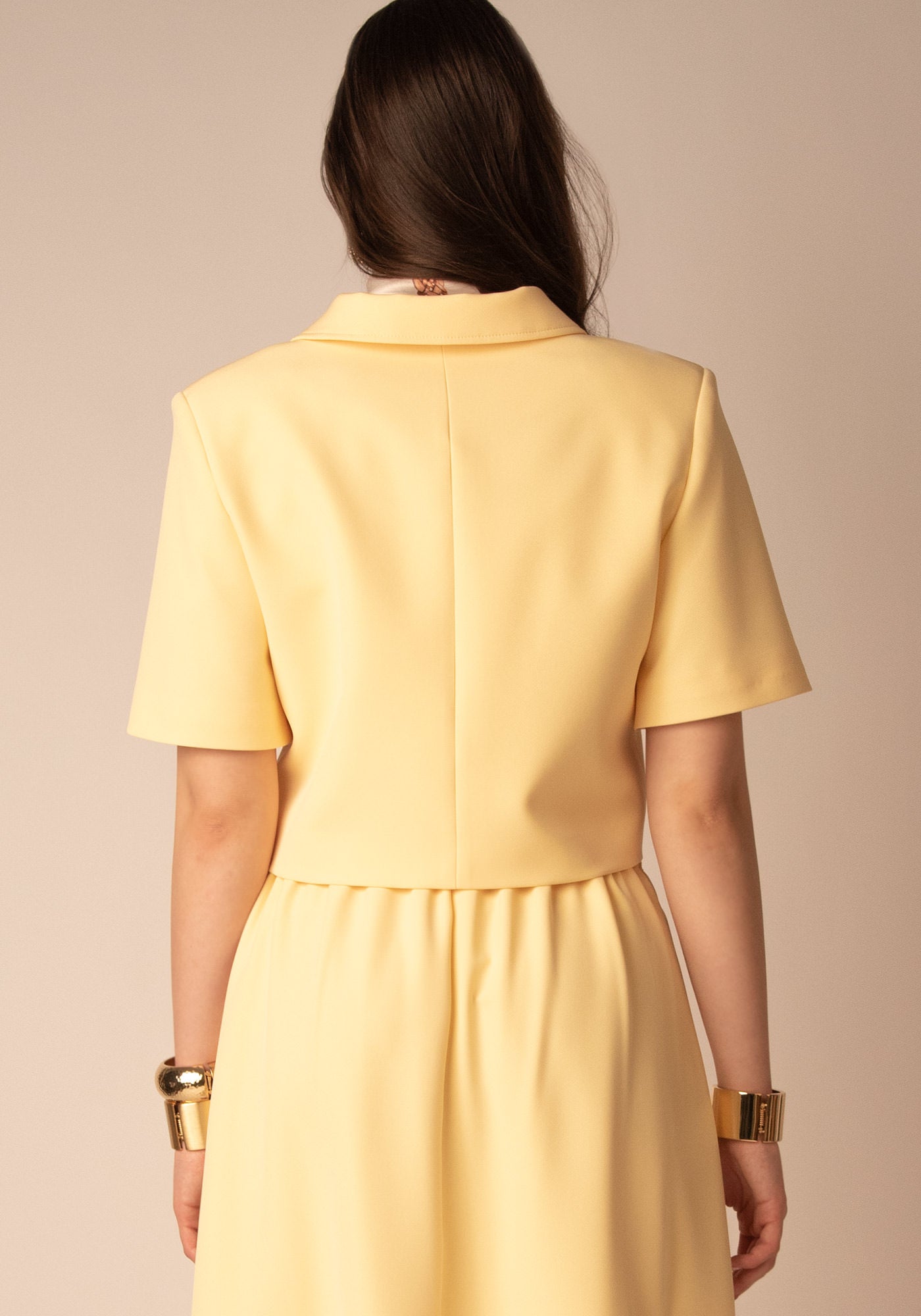 Women's Cropped Butter Yellow Blazer