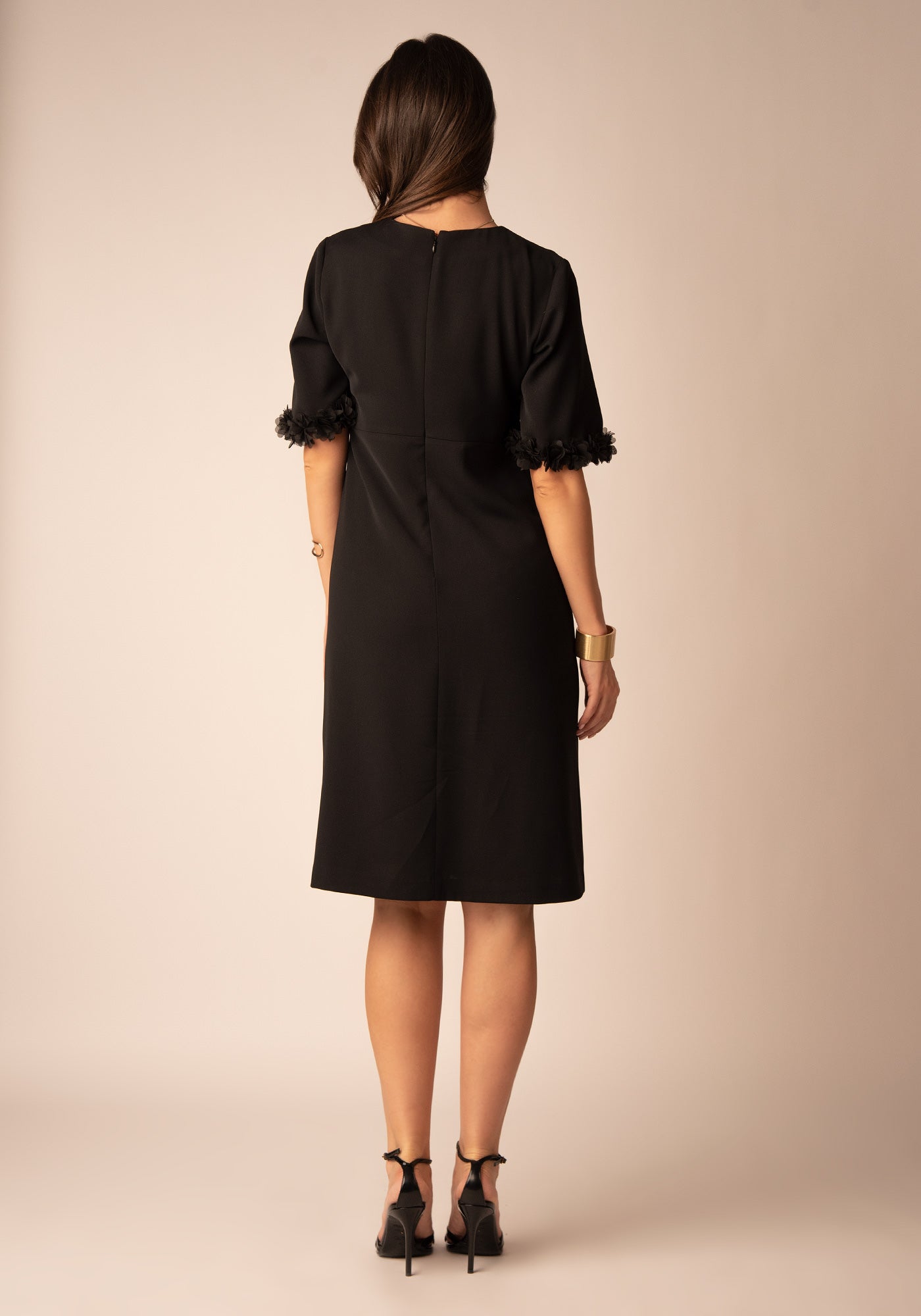 Women's A Line Midi Dress in Black