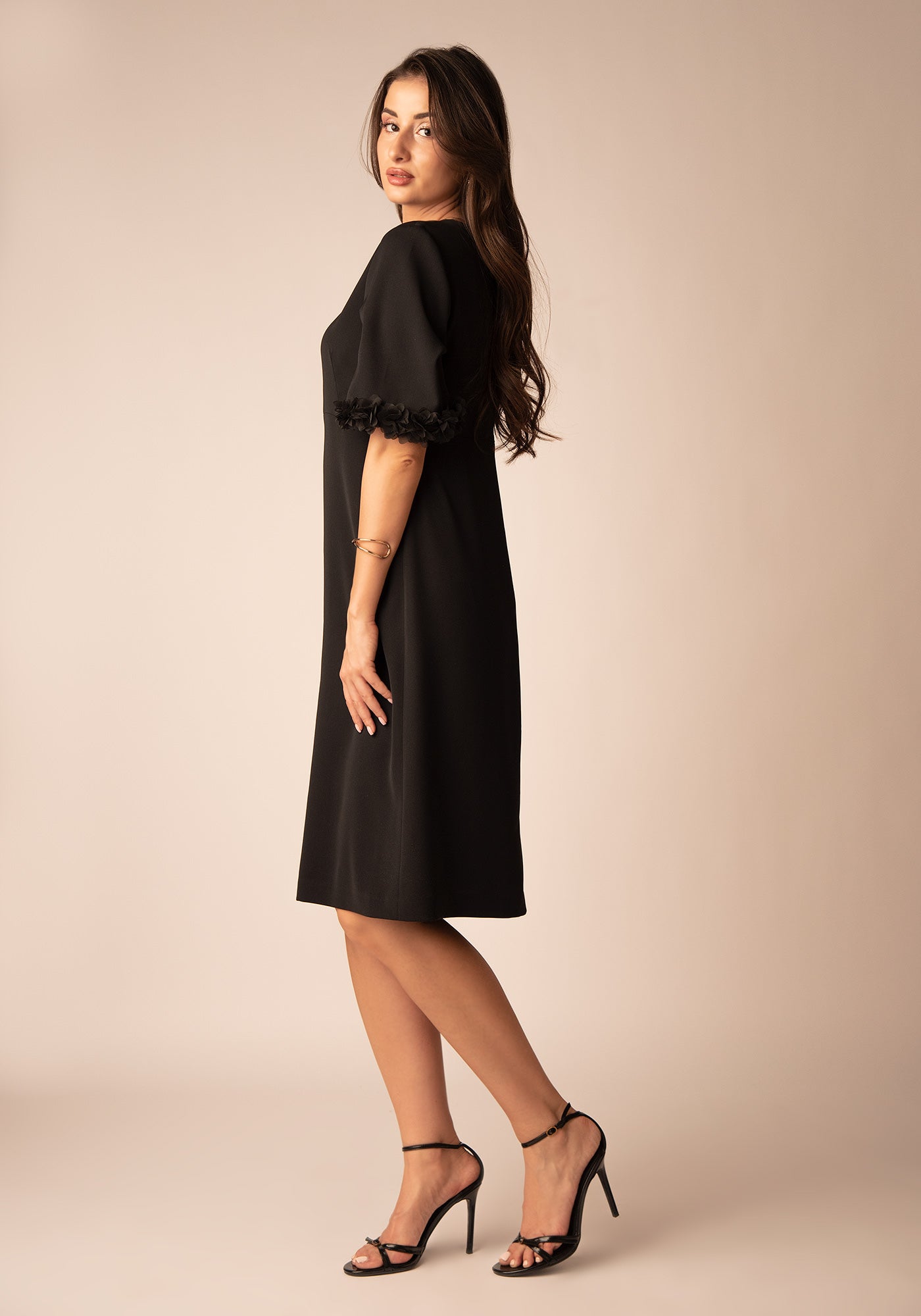 Women's A Line Midi Dress in Black