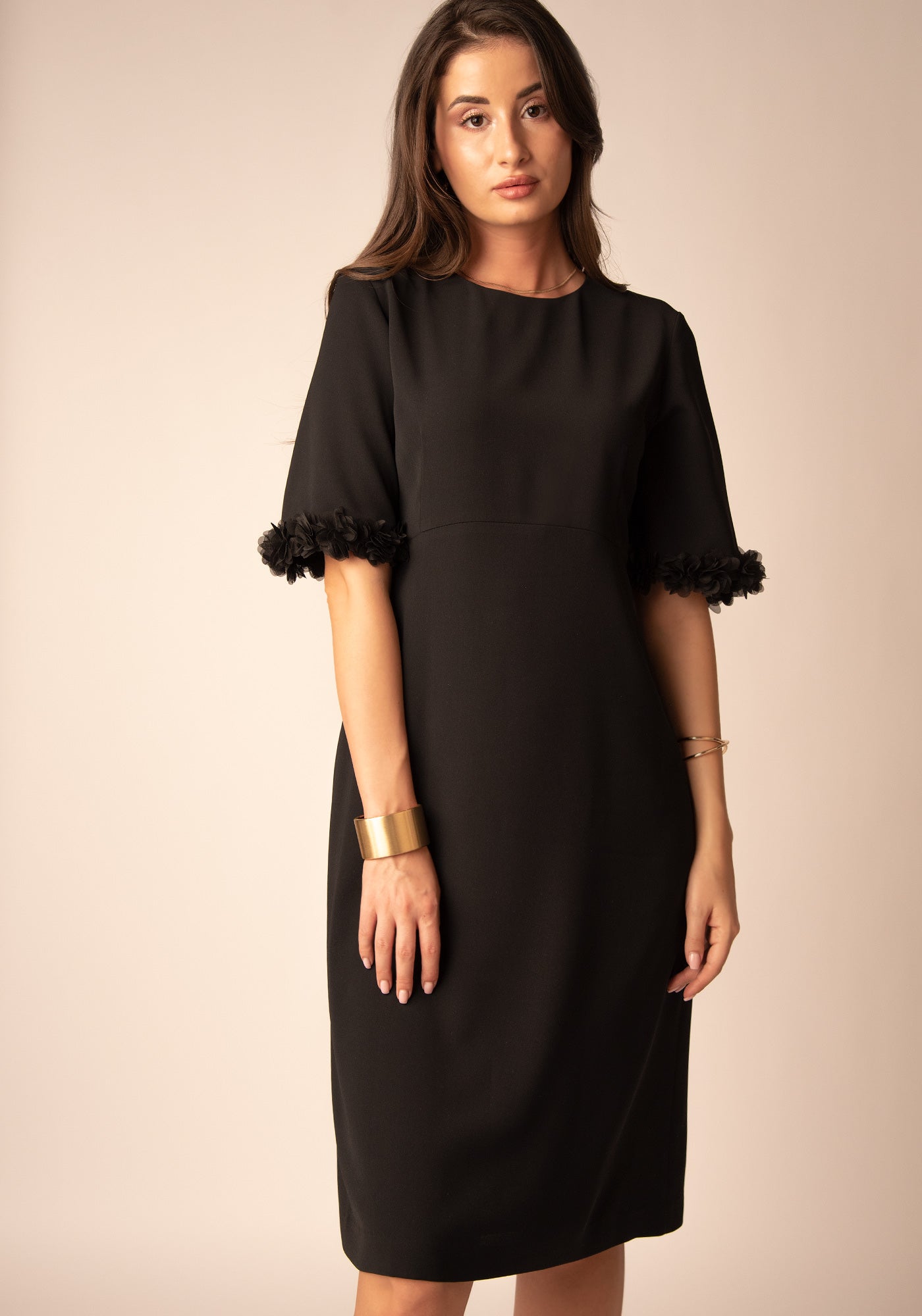 Women's A Line Midi Dress in Black