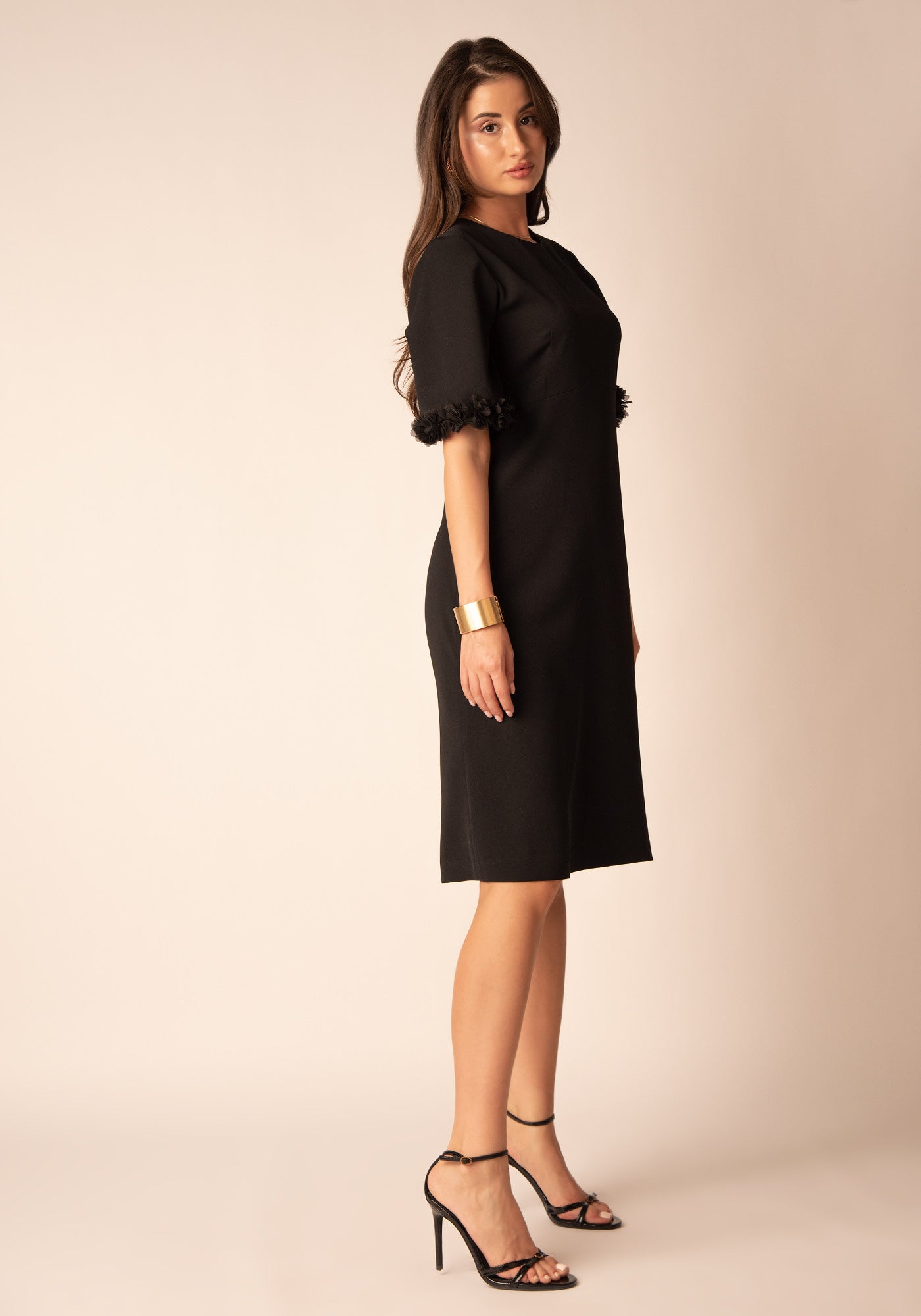 Women's A Line Midi Dress in Black