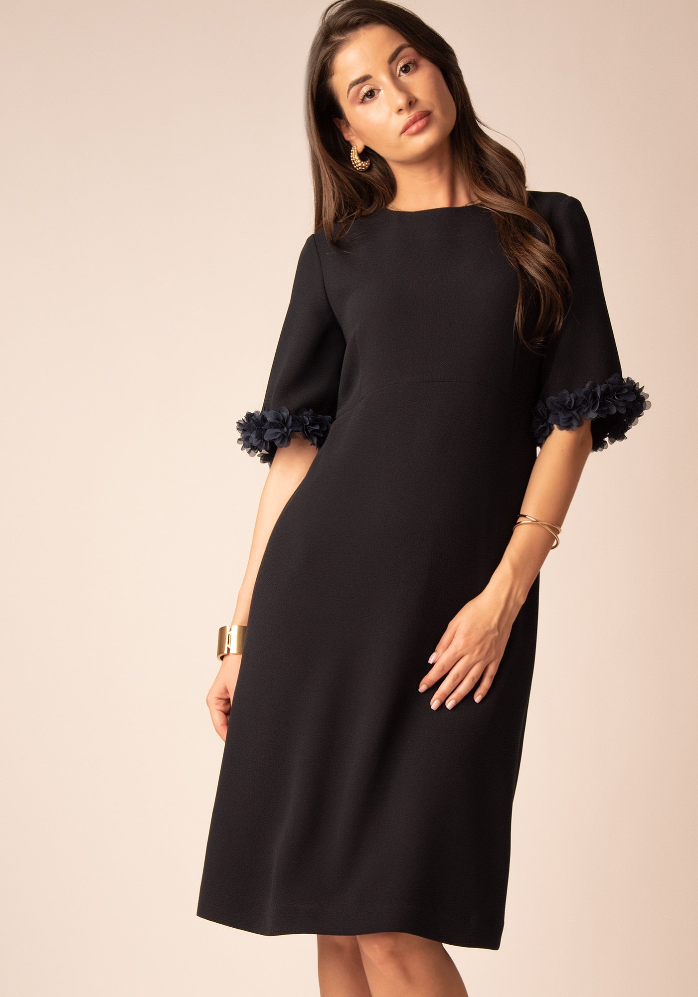 Women's A Line Midi Dress in Navy