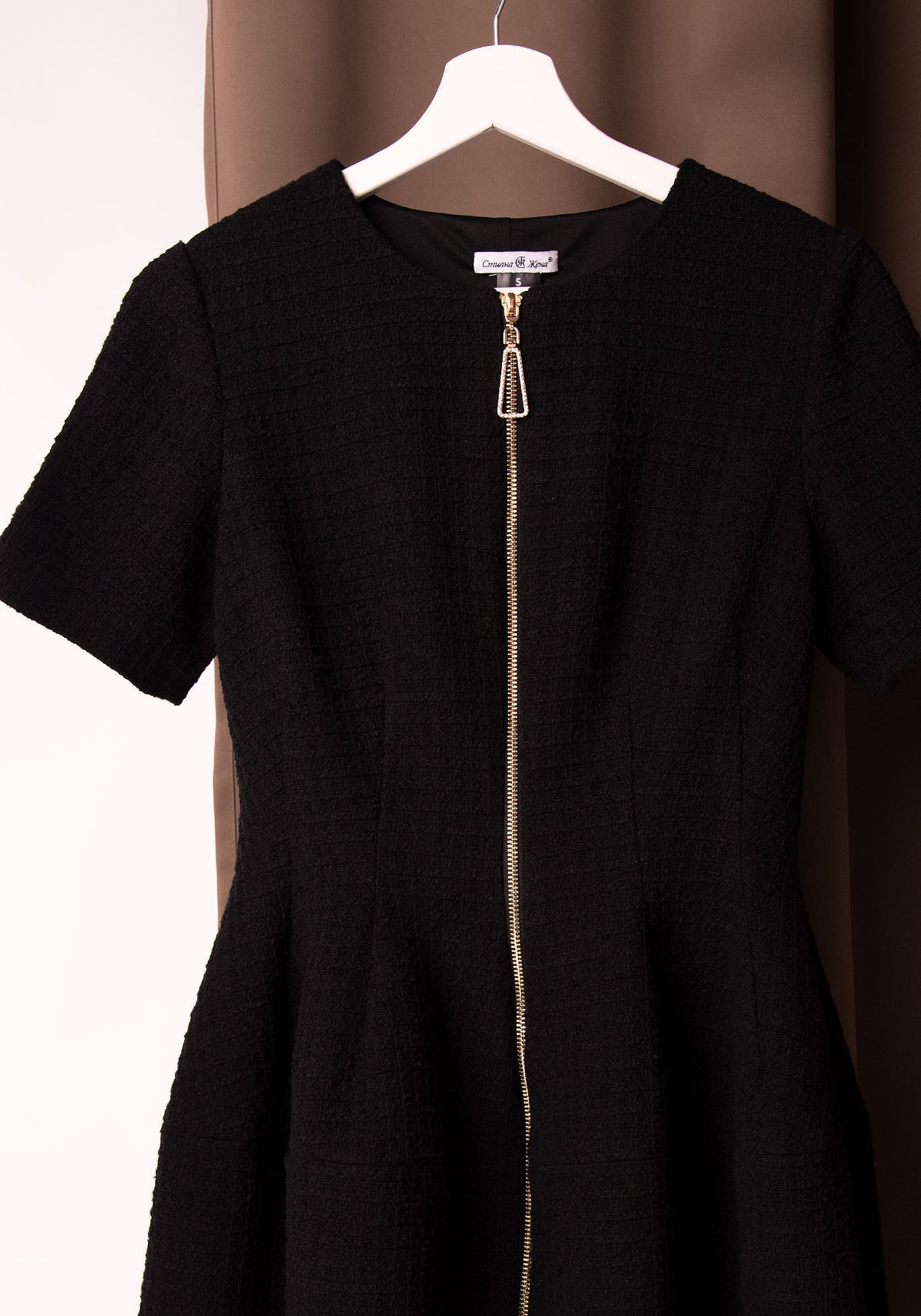 Black Tweed Fit & Flare Mini Dress