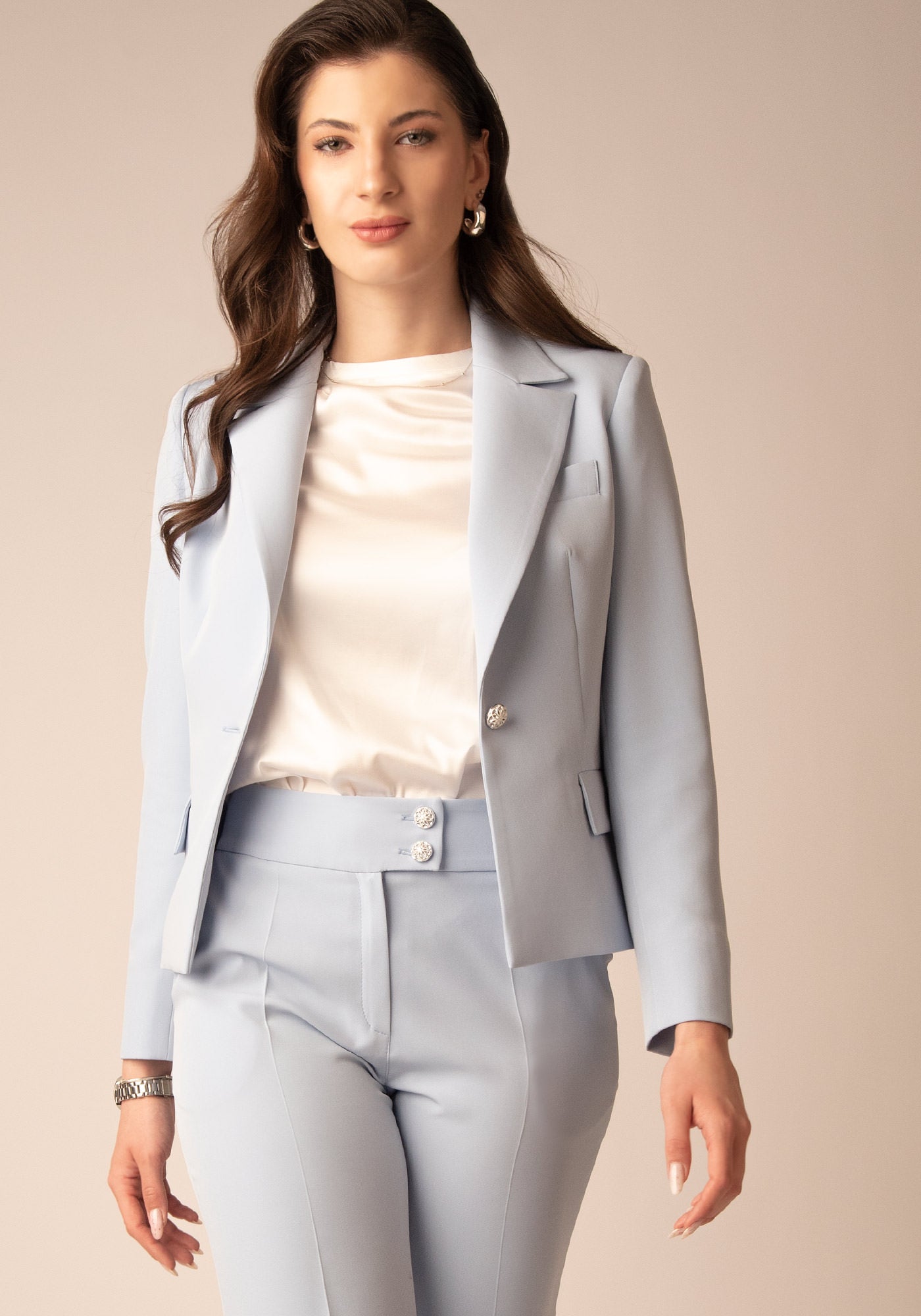 Women's Tailored Single Breasted Blazer in Sky Blue