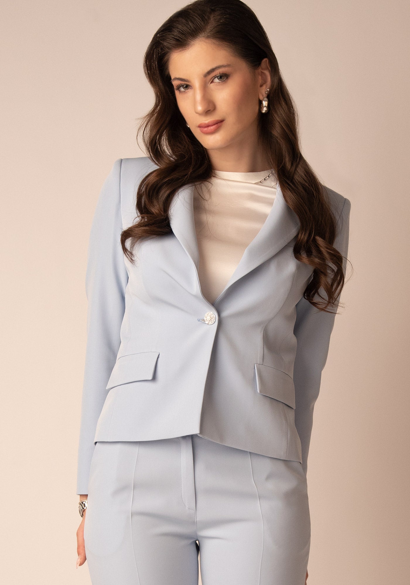 Women's Tailored Single Breasted Blazer in Sky Blue