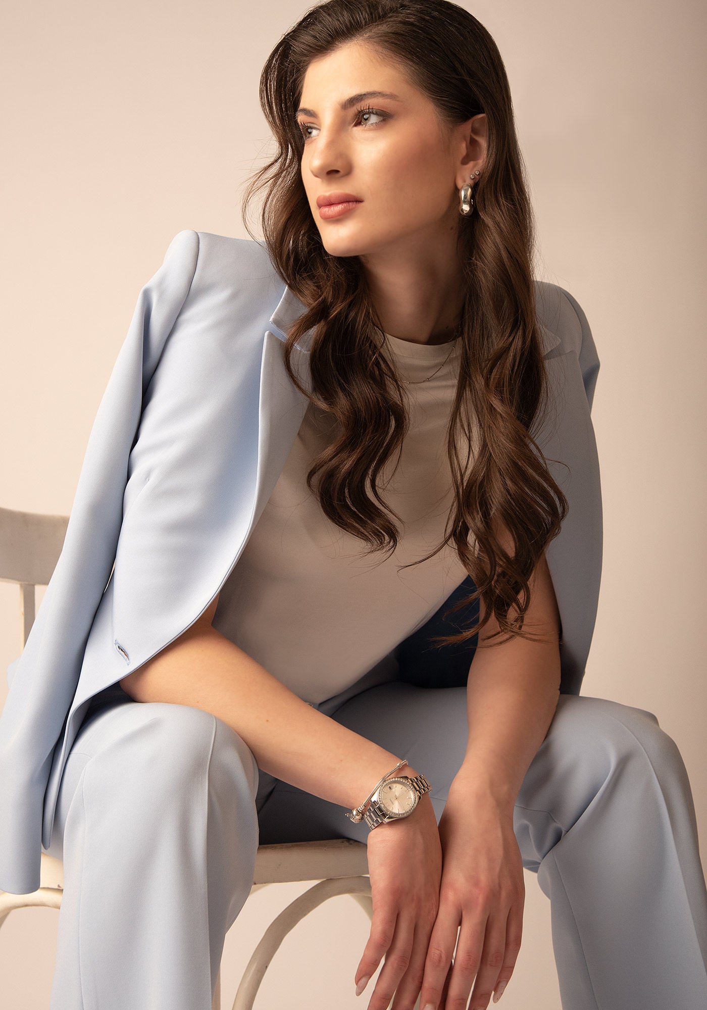 Women's Tailored Single Breasted Blazer in Sky Blue