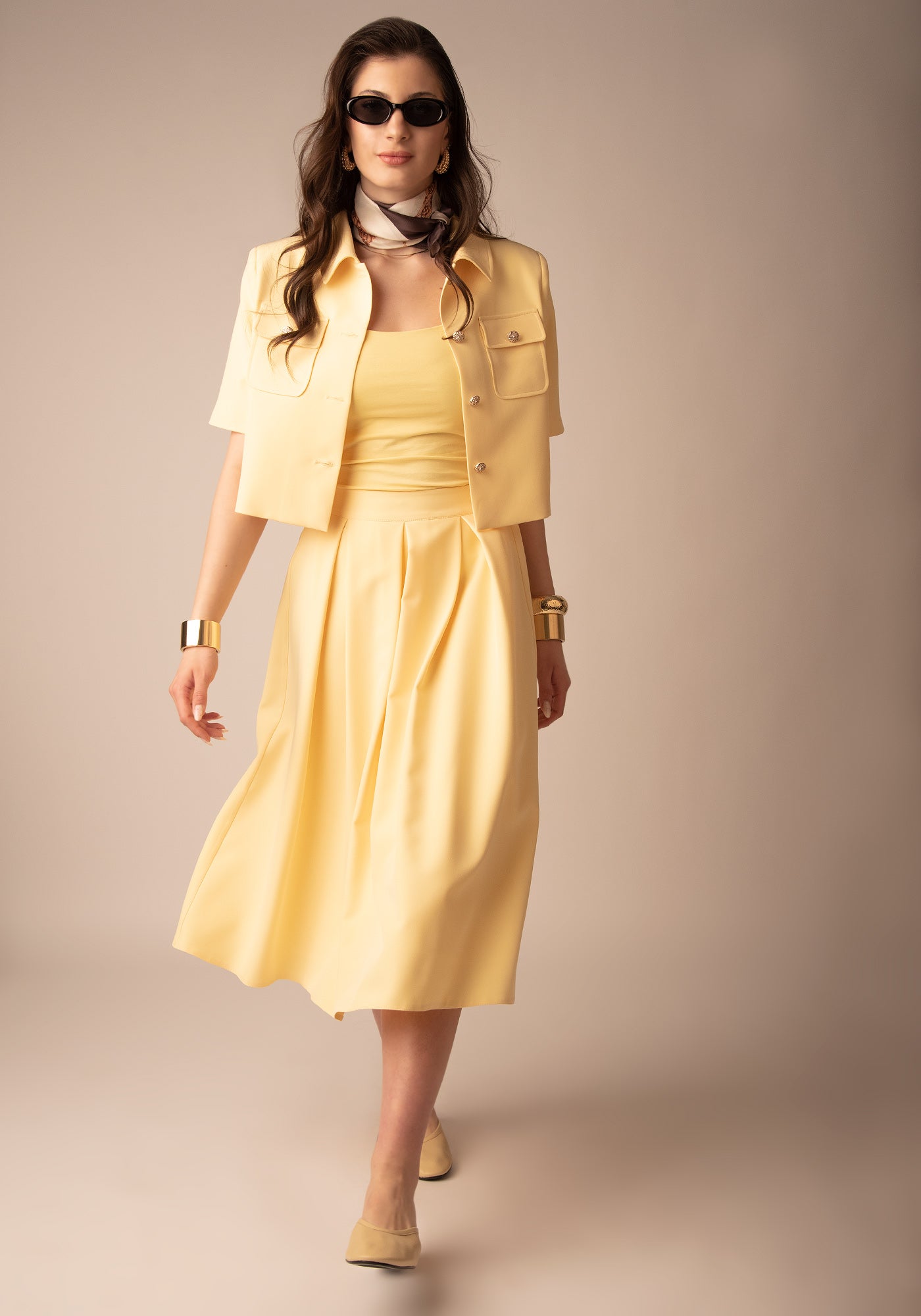 Women's Butter Yellow Midi Skirt