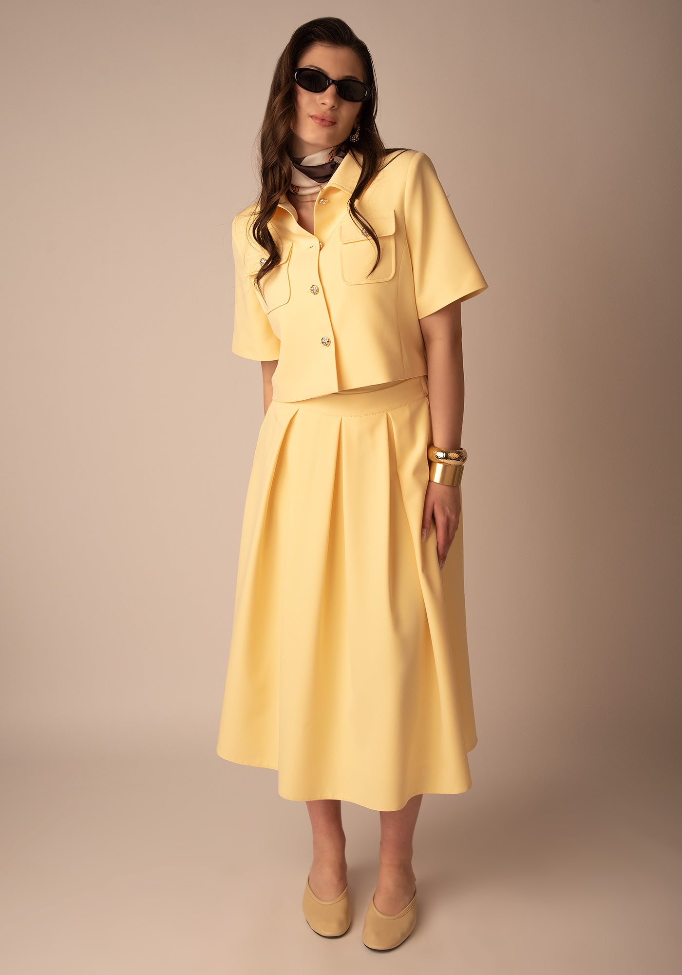 Women's Cropped Butter Yellow Blazer