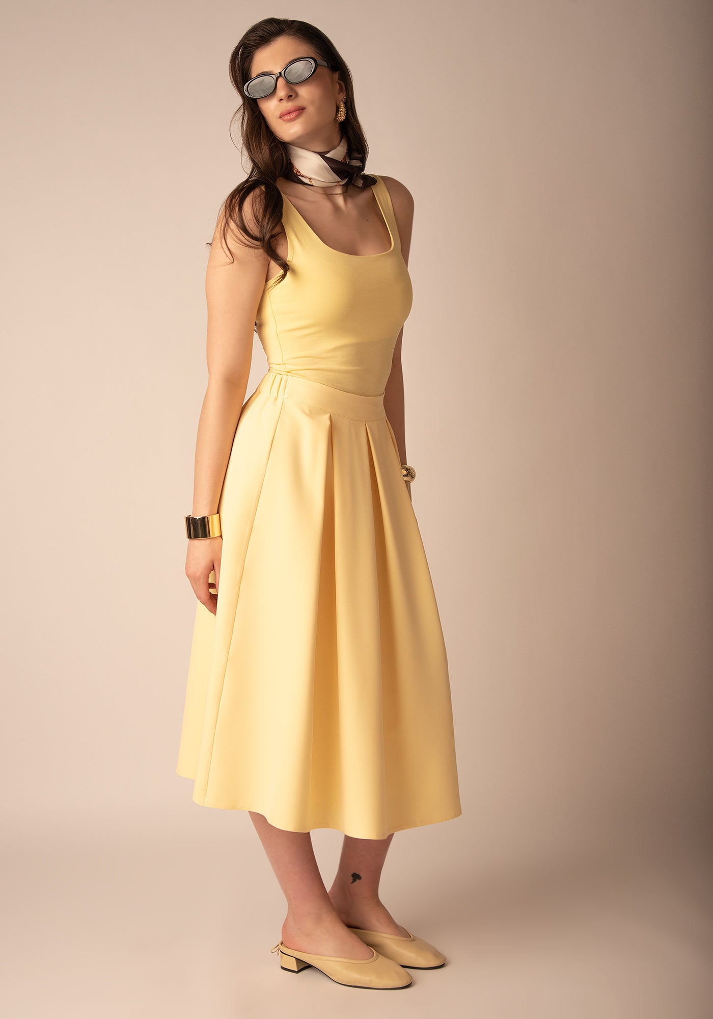 Women's Butter Yellow Midi Skirt