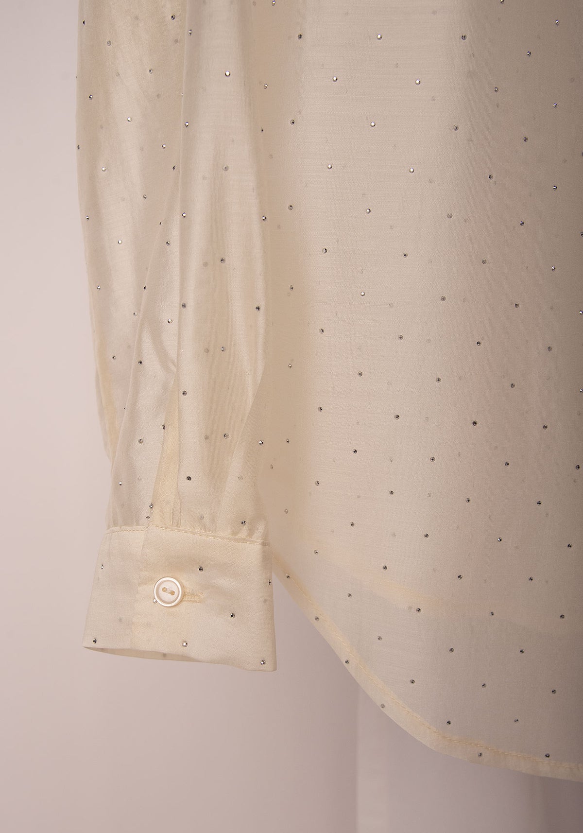 Sheer Glow Embellished Shirt in Ecru