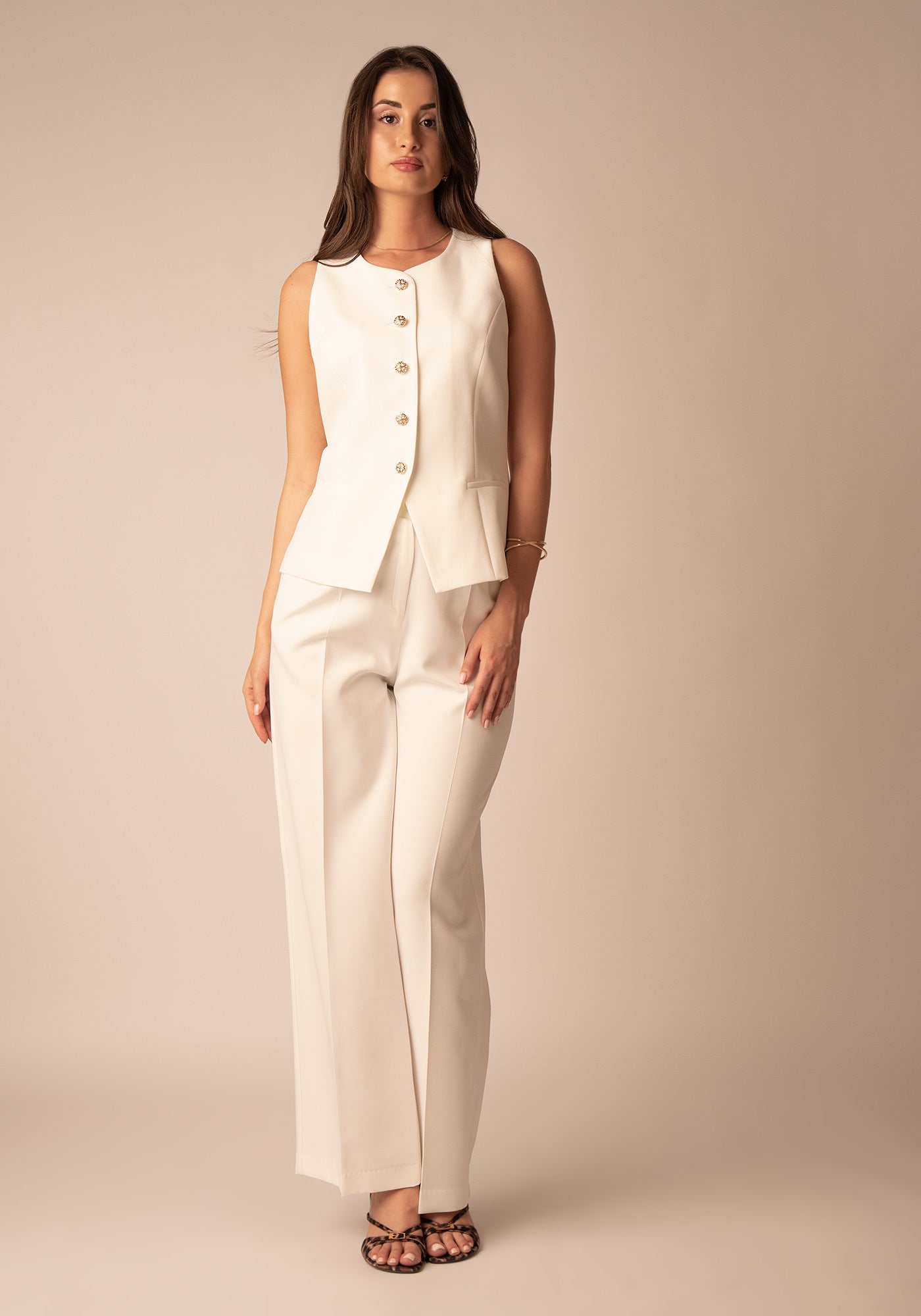 Women's Tailored Waistcoat in Ecru