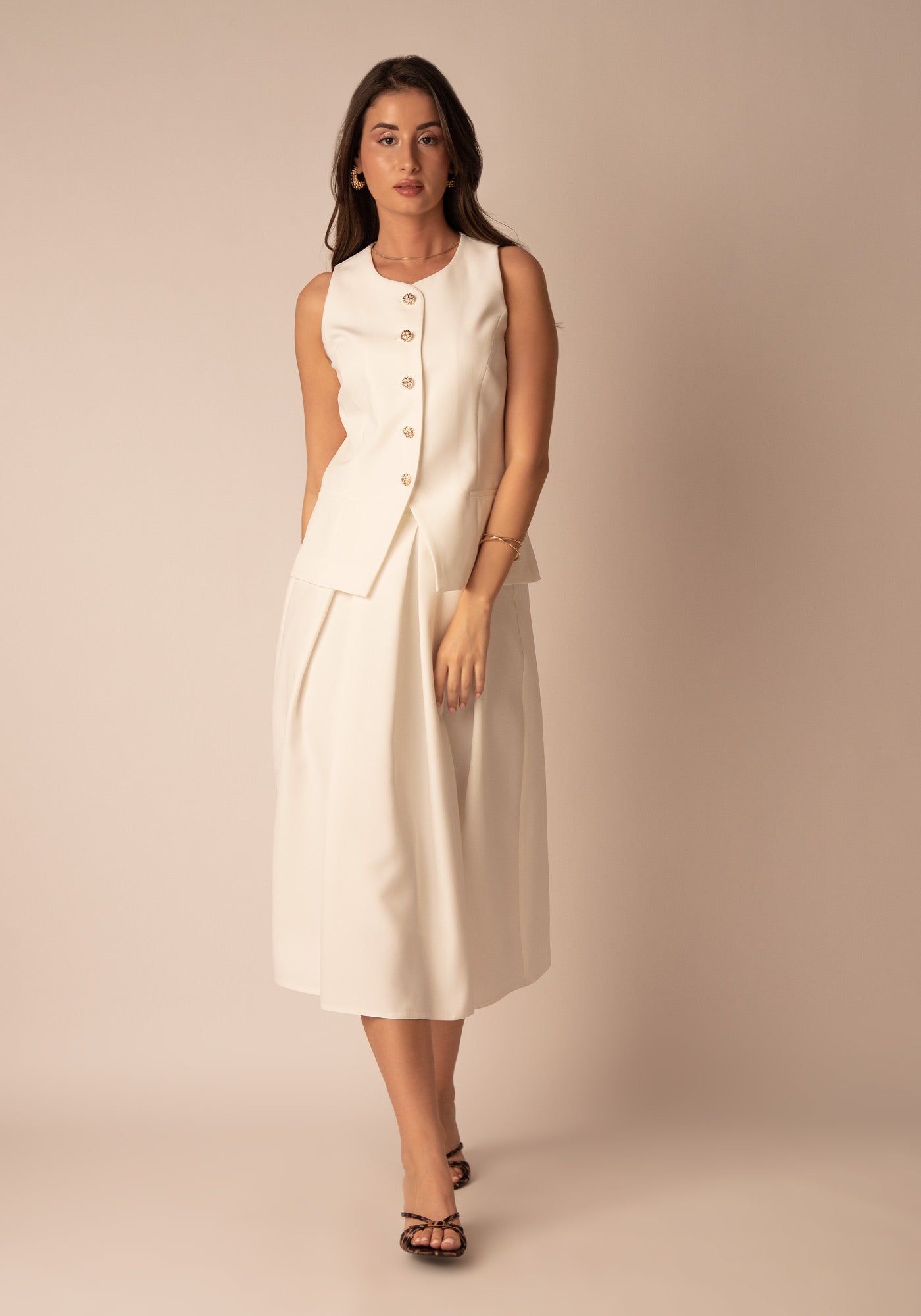 Women's Tailored Waistcoat in Ecru