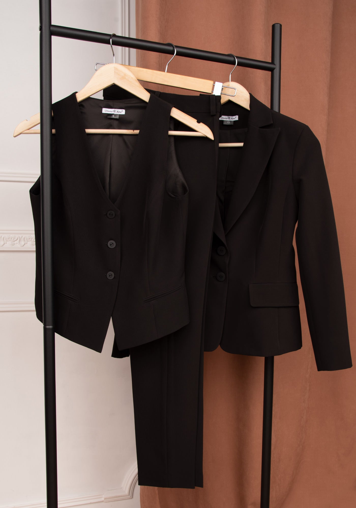 Single Breasted Tailored Women's Vest in Black