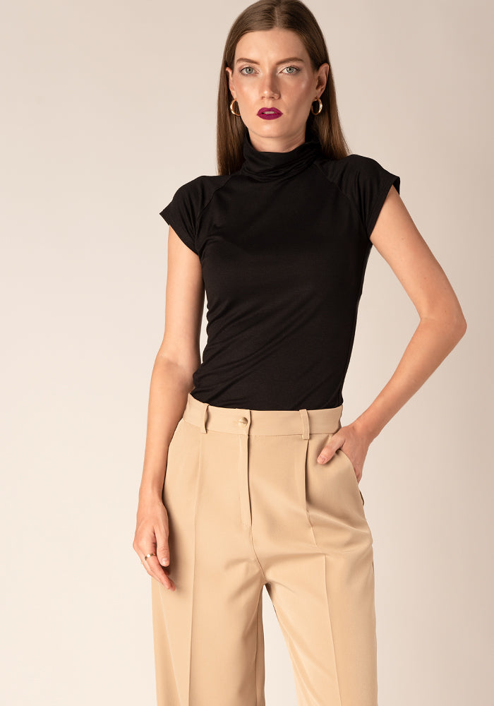 Women's Jersey Turtleneck Tee in Black