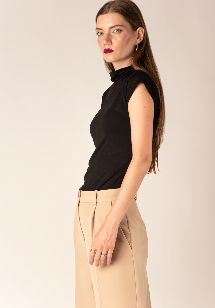 Women's Jersey Turtleneck Tee in Black