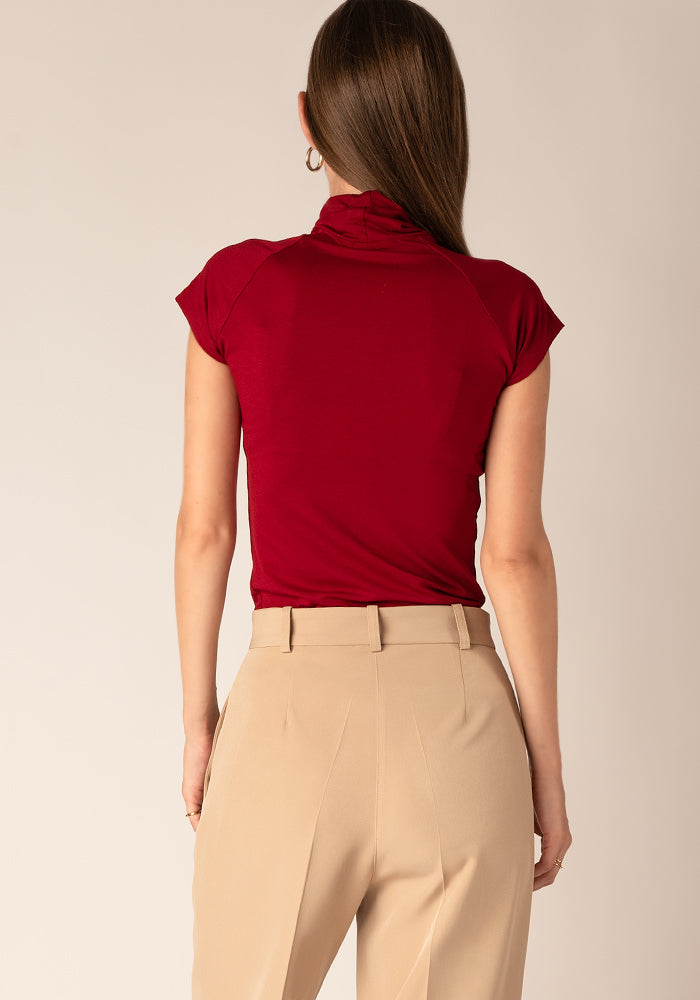 Women's Jersey Turtleneck Tee in Red