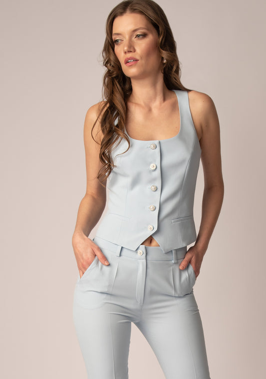 Women's Tailored Button up Waistcoat in Serenity