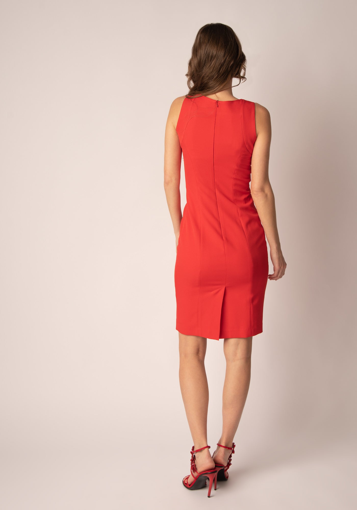 Tailored Midi Office Dress in Red