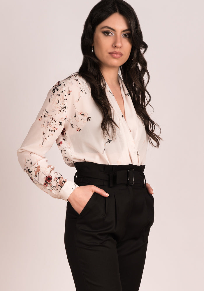 Women's Paper bag Slacks in Black 