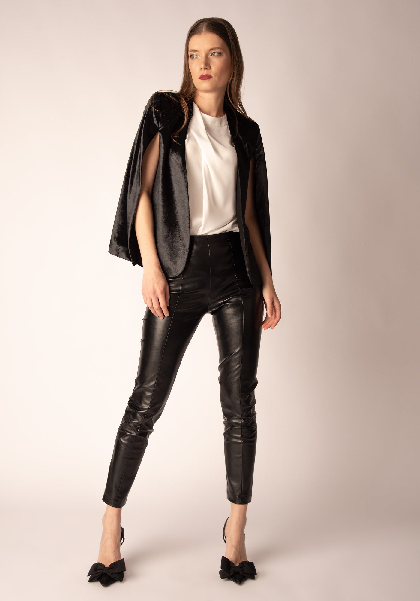 Women's Cape Blazer in Black velvet