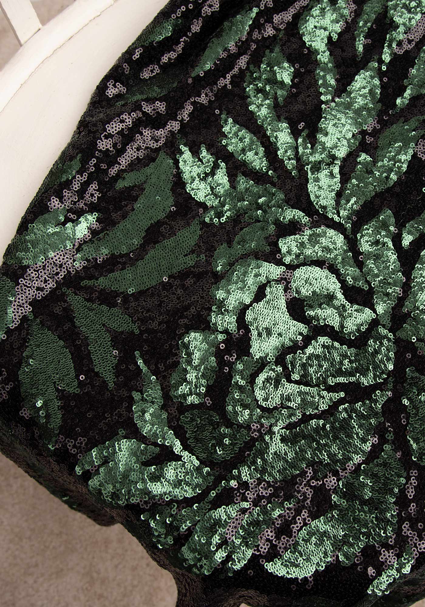Sequin Embellishment Mini Dress in Black/ Green