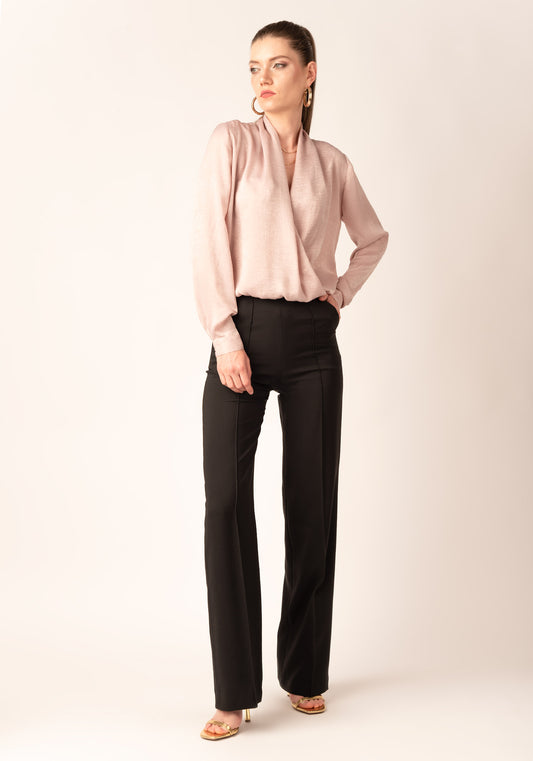 Women's High Waisted Wide Leg Trousers in Black