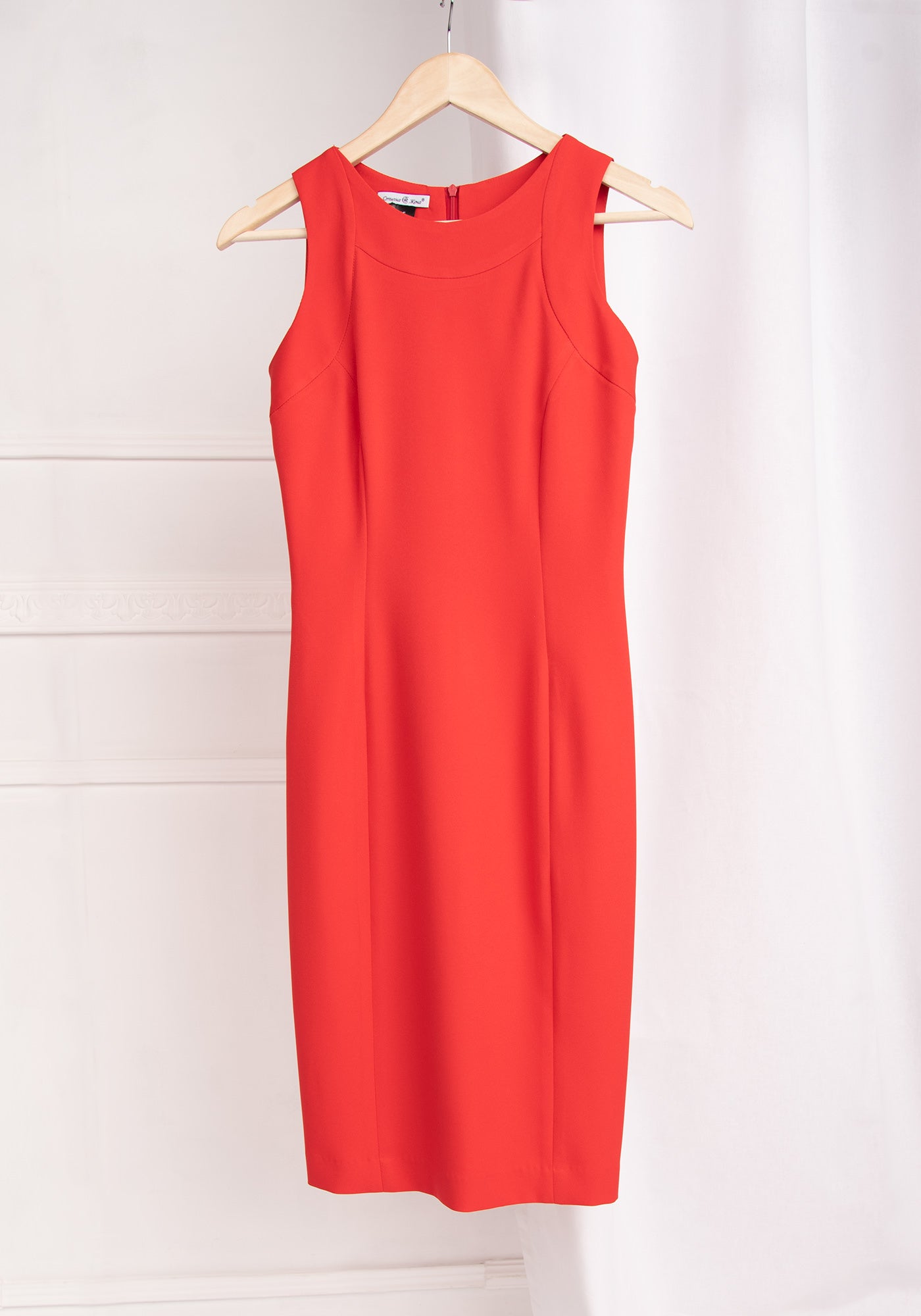 Tailored Midi Office Dress in Red